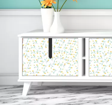 Gul blomster møbler klistermærke - TenStickers