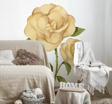 Gylden rose blomst vægdekor - TenStickers