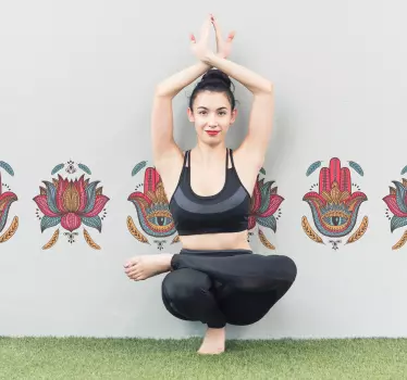 Hamsa mano yoga kant klistermærke - TenStickers
