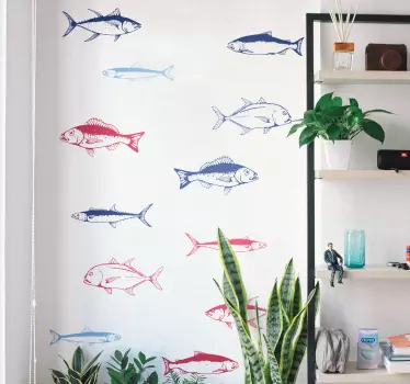 Hånd tegne fisk ark murmærke - TenStickers