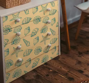 Hånd tegne muslingeskaller og søstjerner mærkater til møbler - TenStickers