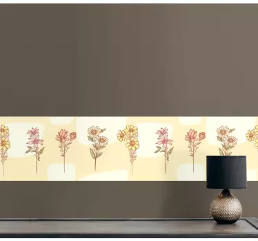 Håndtegnet blomster sæt kant klistermærke - TenStickers
