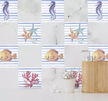 Havet liv flise overførsel - TenStickers