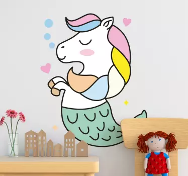 Havfrue unicorn eventyr vægoverføringsbillede - TenStickers