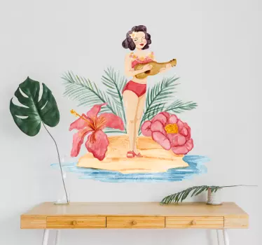 Hawaiiansk pige stue vægindretning - TenStickers