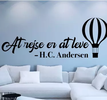 Hc andersen at rejse er at leve citat wallsticker - TenStickers