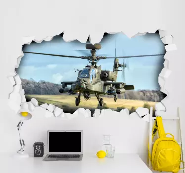 Helikopter 3d visuelle effekter væg klistermærke - TenStickers