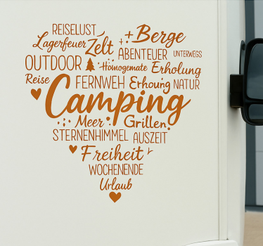 Hjerte camping ordbombe klistermærke til campingvogn - TenStickers