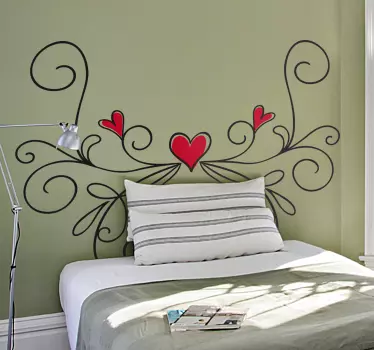 Hjerte ornamental valentinsdag væg mærkat - TenStickers