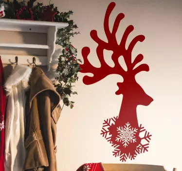 Hjort og snefnug jul vægoverføringsbillede - TenStickers