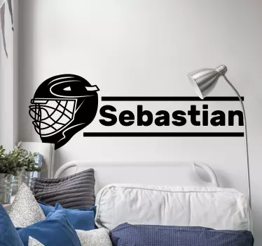 Hockey hjelm med navn vægoverføringsbillede - TenStickers