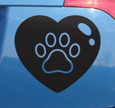 Hund poter i stort hjerte bil mærkat - TenStickers