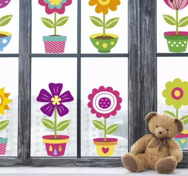 Hus blomster klistermærke til vindue - TenStickers