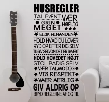 Husregler hjemmetekst vægdekor - TenStickers