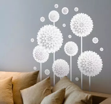 Hvid blomster vægklistermærke - TenStickers