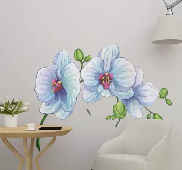 Hvid orkidé blomst vægoverføringsbillede - TenStickers