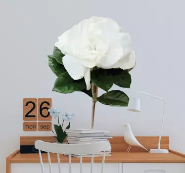 Hvid rose wall stikcer - TenStickers