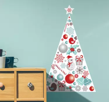 Hvidt juletræ dekoration sticker - TenStickers