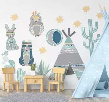 Indianer traditionelle symboler væg klistermærker til barn - TenStickers