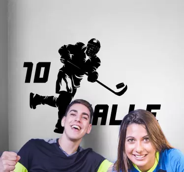 Ishockeyspiller brugerdefineret klistermærke - TenStickers