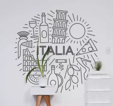Italienske kulinariske ikoner rejse klistermærke - TenStickers