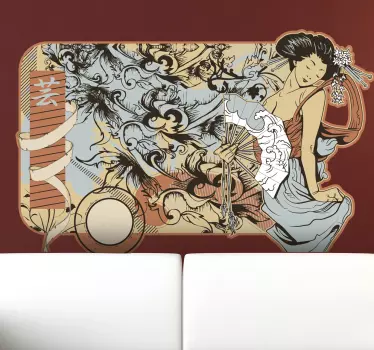 Japansk ukiyo-e modernistisk vægklistermærke - TenStickers