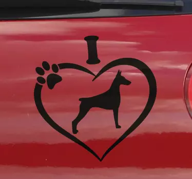 Jeg elsker doberman bil klistermærke - TenStickers