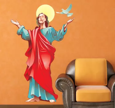 Jesus kristus med due klistermærke - TenStickers