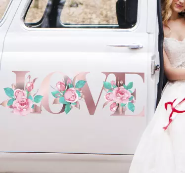 Kærlighed med blomster bryllup vinyl klistermærke - TenStickers