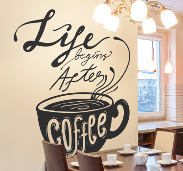 Kaffe citat hjem væg klistermærke - TenStickers