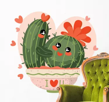 Kaktusser par kysse blomstermærkat - TenStickers