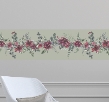 Kant med røde blomster kant klistermærke - TenStickers