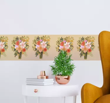 Kantbånd klistermærke blomsterarrangement mønster - TenStickers