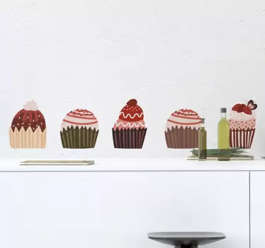Kantbånd klistermærke cupcake søde lækkerier - TenStickers