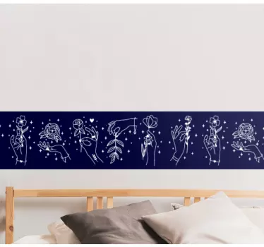 Kantbånd klistermærke elegante håndtegnede blomster - TenStickers