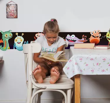 Kantbånd klistermærke farverige animerede væsener - TenStickers
