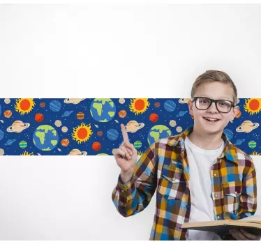Kantbånd klistermærke farverigt planetmønster - TenStickers