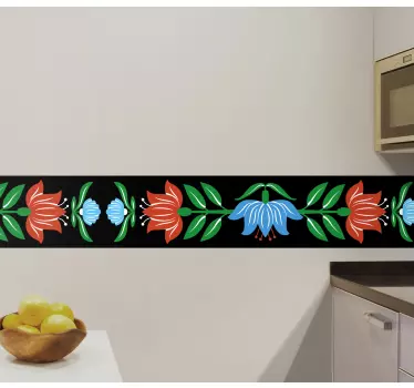 Kantbånd klistermærke med blomster mønster - TenStickers