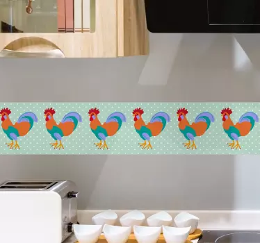Kantbånd klistermærke med farverig høneillustration - TenStickers