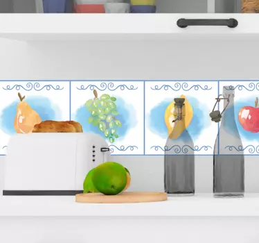 Kantbånd klistermærke med farverigt frugtmotiv - TenStickers