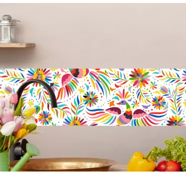 Kantbånd klistermærke med livlige blomsterelementer - TenStickers