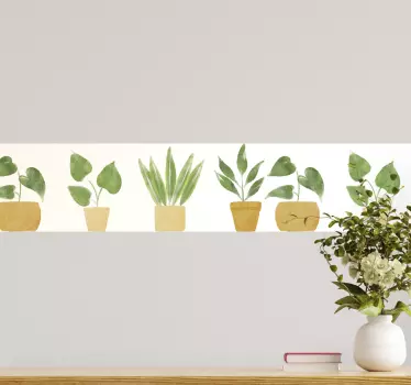 Kantbånd klistermærke med potteplanter komposition - TenStickers