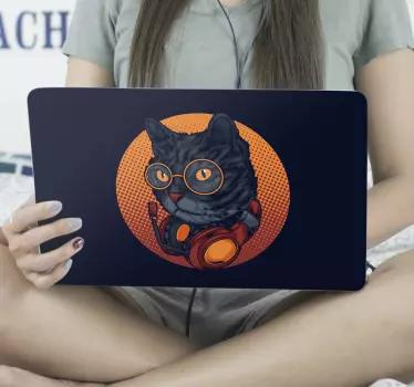 Kat musik illustration laptop klistermærker - TenStickers