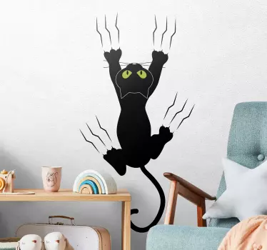 Kat på væggen børns klistermærke - TenStickers