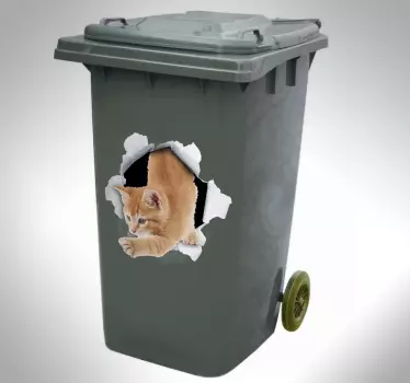 Kat trompe l'oeil mærkat - TenStickers