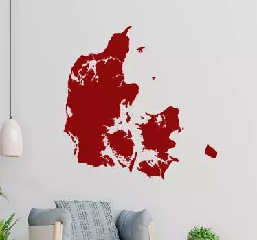 Klassisk farvet danmark kort bymærkat - TenStickers