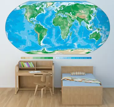 Klassisk verdenskort wallsticker - TenStickers