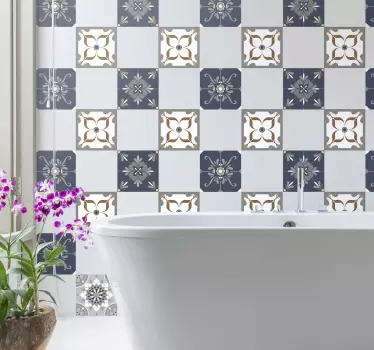 Klassiske blomster fliser overførsel - TenStickers