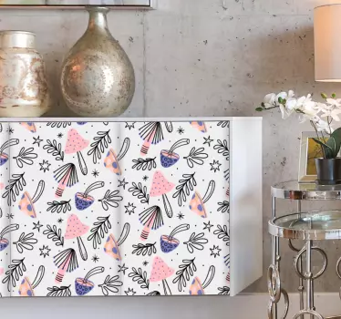 Klassiske svampe og blomsterdekaler til møbler - TenStickers