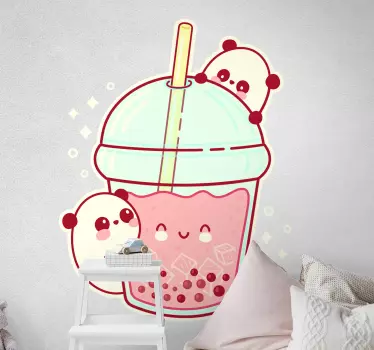 Klistermærke dyr sød panda drik - TenStickers